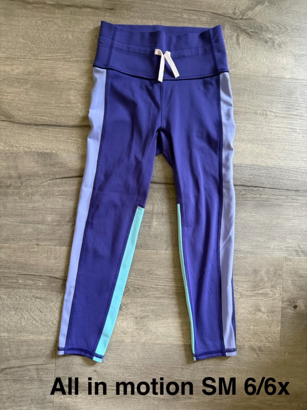 all in motion Purple Leggings with Light Blue & Lavender Panels-BUNDLE AND SAVE